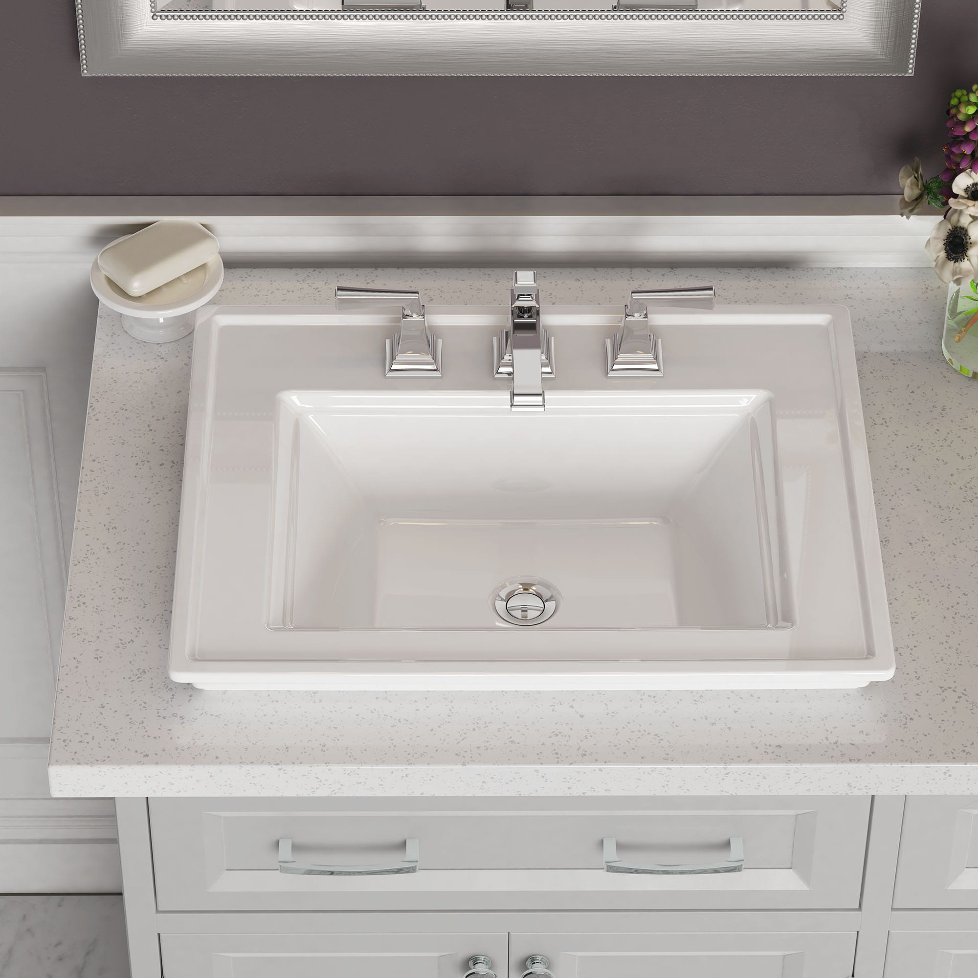 Town Square S Drop In Sink With 8 Inch Widespread WHITE